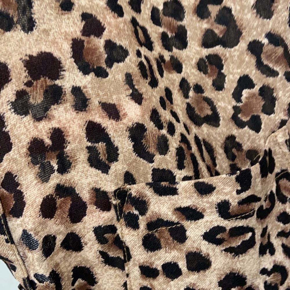 Leopard button down blouse. Nearly sheer. - Picture 3 of 4